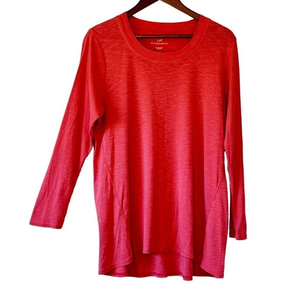 J. Jill Pima Scoop Neck Elliptical Tunic Long Sleeve Clove Pink Heather  Size L - Picture 1 of 7